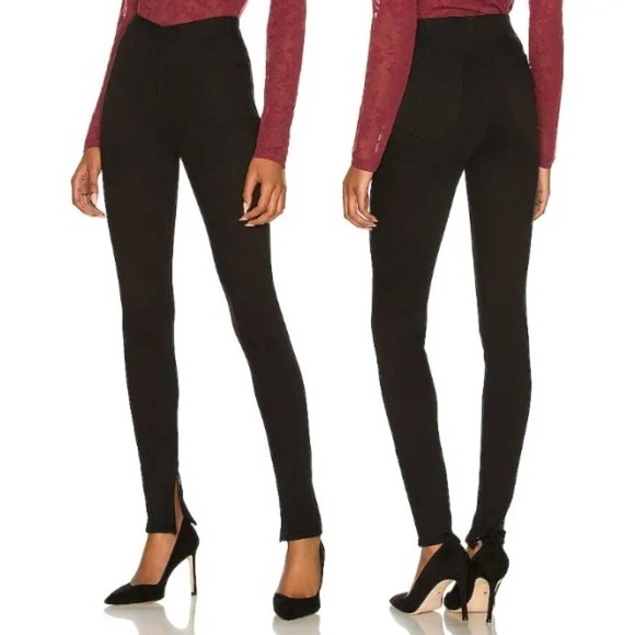 rag & bone NWT Nina High Rise Pull-On with Slit Skinny Denim Jeans Black Size XS - Picture 1 of 6